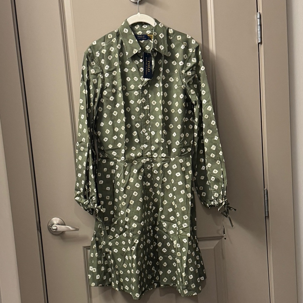 Polo Ralph Lauren Block-Print Tie-Cuff Cotton Shirtdress - Picture 7 of 10